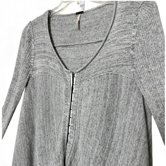 Free People Sweaters - Free People Never Again Ribbed Cardigan Gray Asym Hem Small